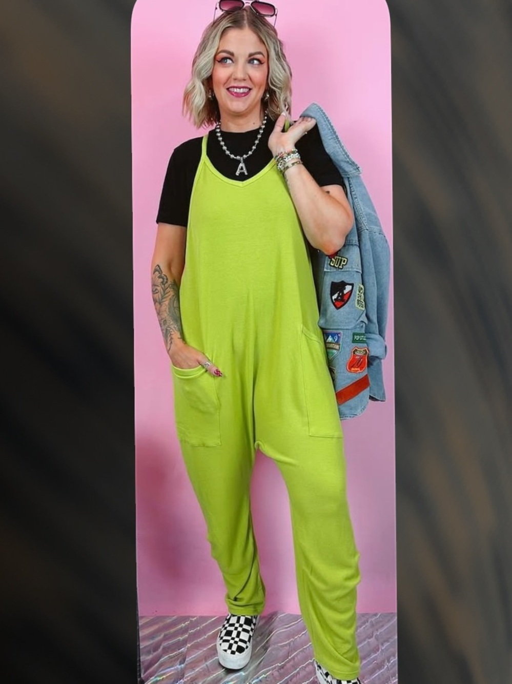 Bucket List Lime Green Women's Relaxed Jumpsuit